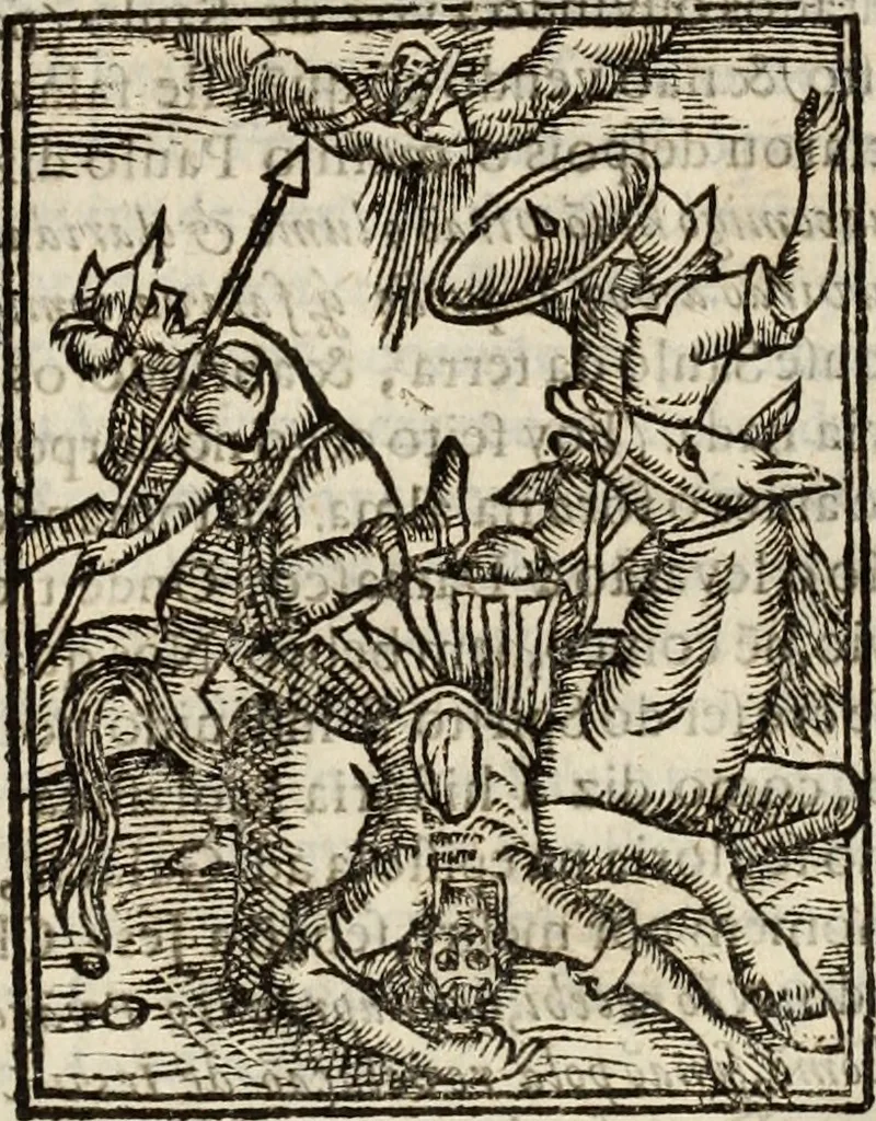 An illustration from Flos sanctorum : historia das vidas de Christo S.N. e de sua Santissima MÃ£y, vidas dos santos e suas festas repartidas pellos doze mezes : com sermoáº½s, & praticas que servem para muytas festas do anno, 1681, leaf 228