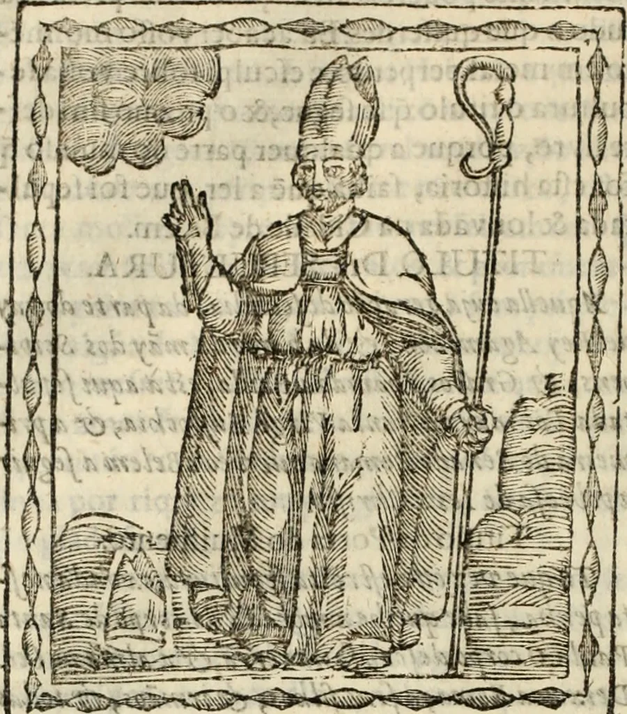 An illustration from Flos sanctorum : historia das vidas de Christo S.N. e de sua Santissima MÃ£y, vidas dos santos e suas festas repartidas pellos doze mezes : com sermoáº½s, & praticas que servem para muytas festas do anno, 1681, leaf 241