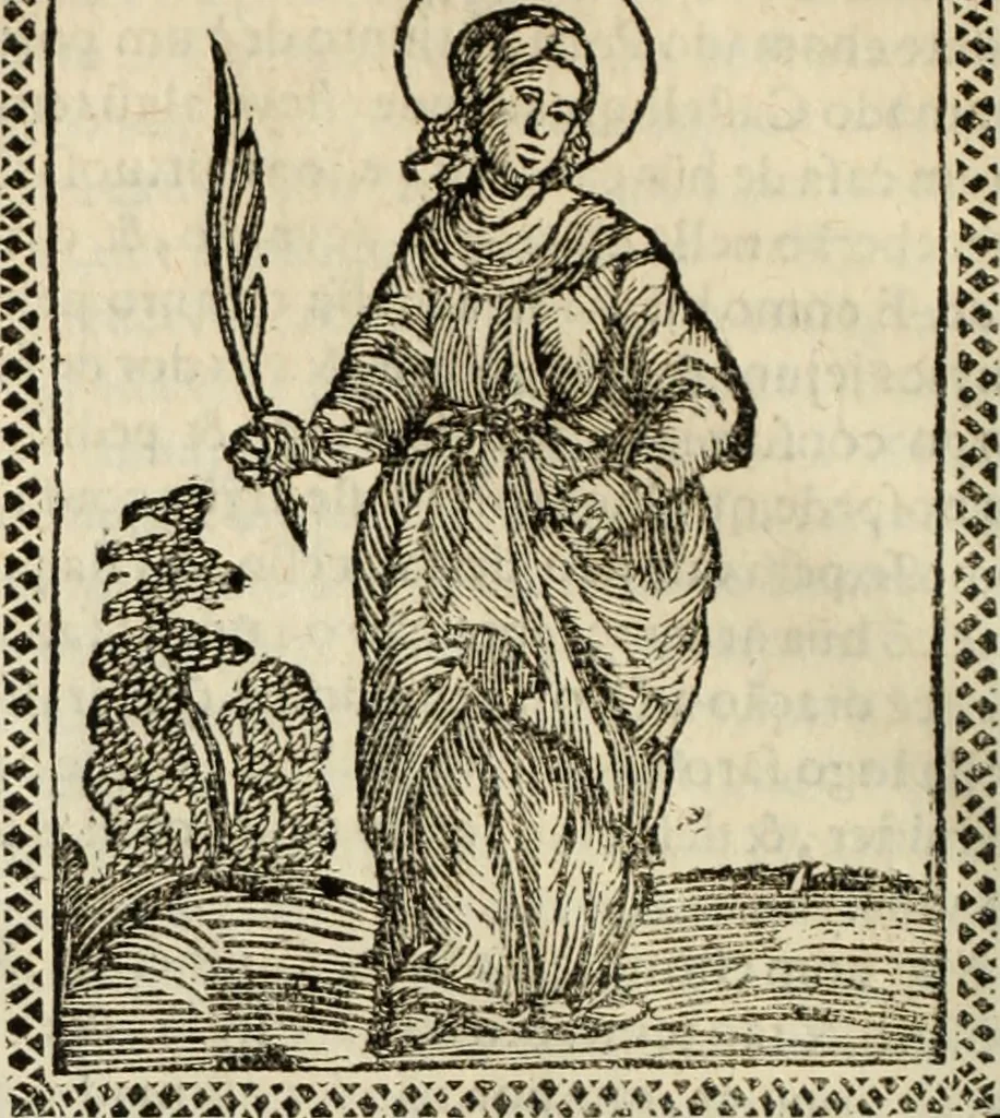 An illustration from Flos sanctorum : historia das vidas de Christo S.N. e de sua Santissima MÃ£y, vidas dos santos e suas festas repartidas pellos doze mezes : com sermoáº½s, & praticas que servem para muytas festas do anno, 1681, leaf 293