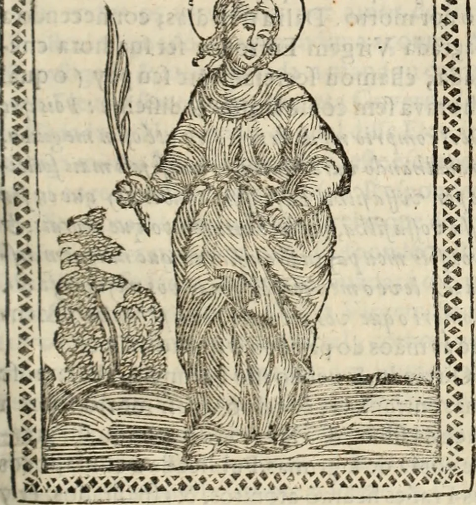 An illustration from Flos sanctorum : historia das vidas de Christo S.N. e de sua Santissima MÃ£y, vidas dos santos e suas festas repartidas pellos doze mezes : com sermoáº½s, & praticas que servem para muytas festas do anno, 1681, leaf 302