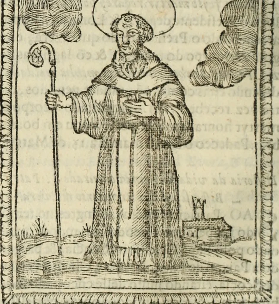 An illustration from Flos sanctorum : historia das vidas de Christo S.N. e de sua Santissima MÃ£y, vidas dos santos e suas festas repartidas pellos doze mezes : com sermoáº½s, & praticas que servem para muytas festas do anno, 1681, leaf 361