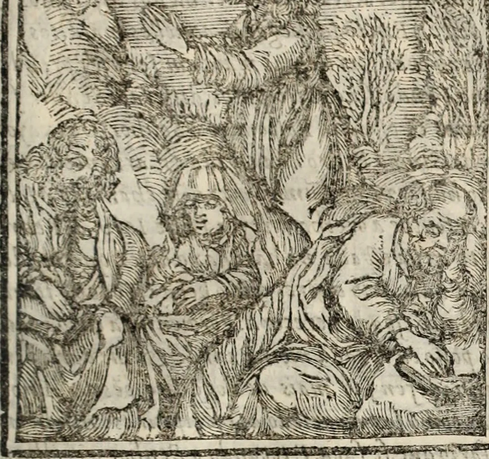 An illustration from Flos sanctorum : historia das vidas de Christo S.N. e de sua Santissima MÃ£y, vidas dos santos e suas festas repartidas pellos doze mezes : com sermoáº½s, & praticas que servem para muytas festas do anno, 1681, leaf 396