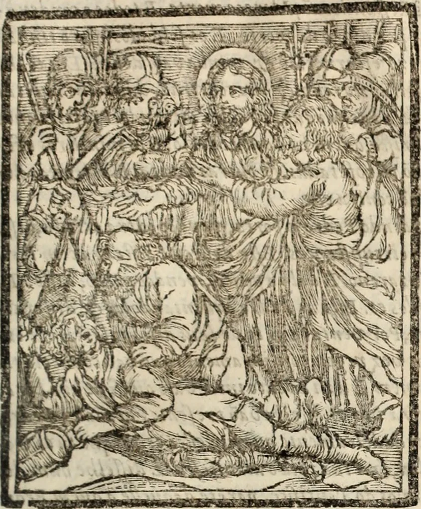 An illustration from Flos sanctorum : historia das vidas de Christo S.N. e de sua Santissima MÃ£y, vidas dos santos e suas festas repartidas pellos doze mezes : com sermoáº½s, & praticas que servem para muytas festas do anno, 1681, leaf 398