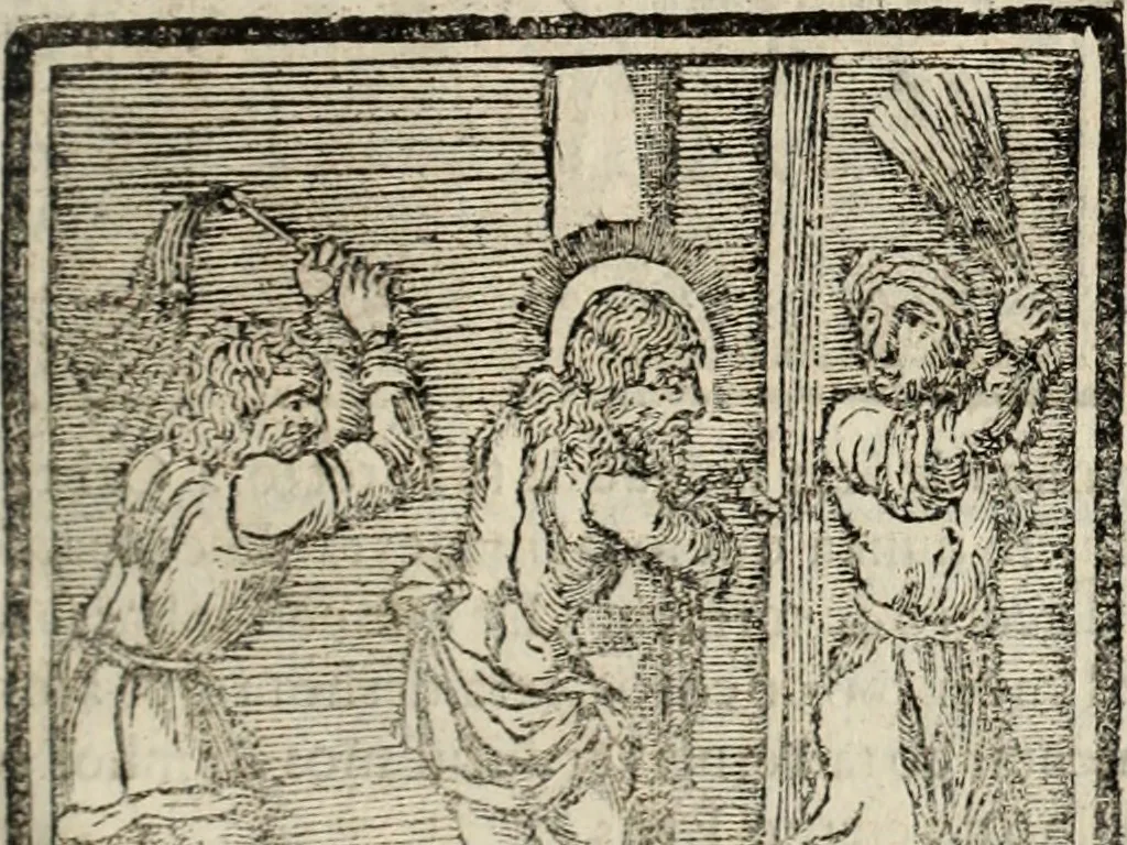 An illustration from Flos sanctorum : historia das vidas de Christo S.N. e de sua Santissima MÃ£y, vidas dos santos e suas festas repartidas pellos doze mezes : com sermoáº½s, & praticas que servem para muytas festas do anno, 1681, leaf 402