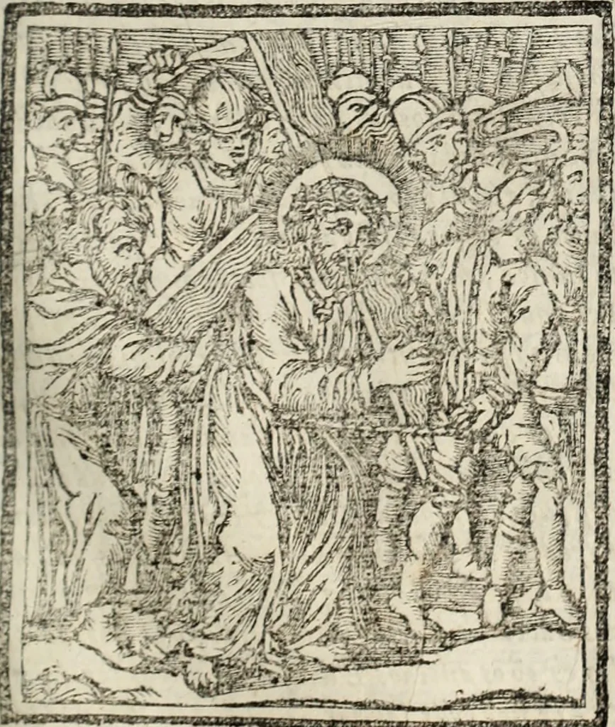 An illustration from Flos sanctorum : historia das vidas de Christo S.N. e de sua Santissima MÃ£y, vidas dos santos e suas festas repartidas pellos doze mezes : com sermoáº½s, & praticas que servem para muytas festas do anno, 1681, leaf 404