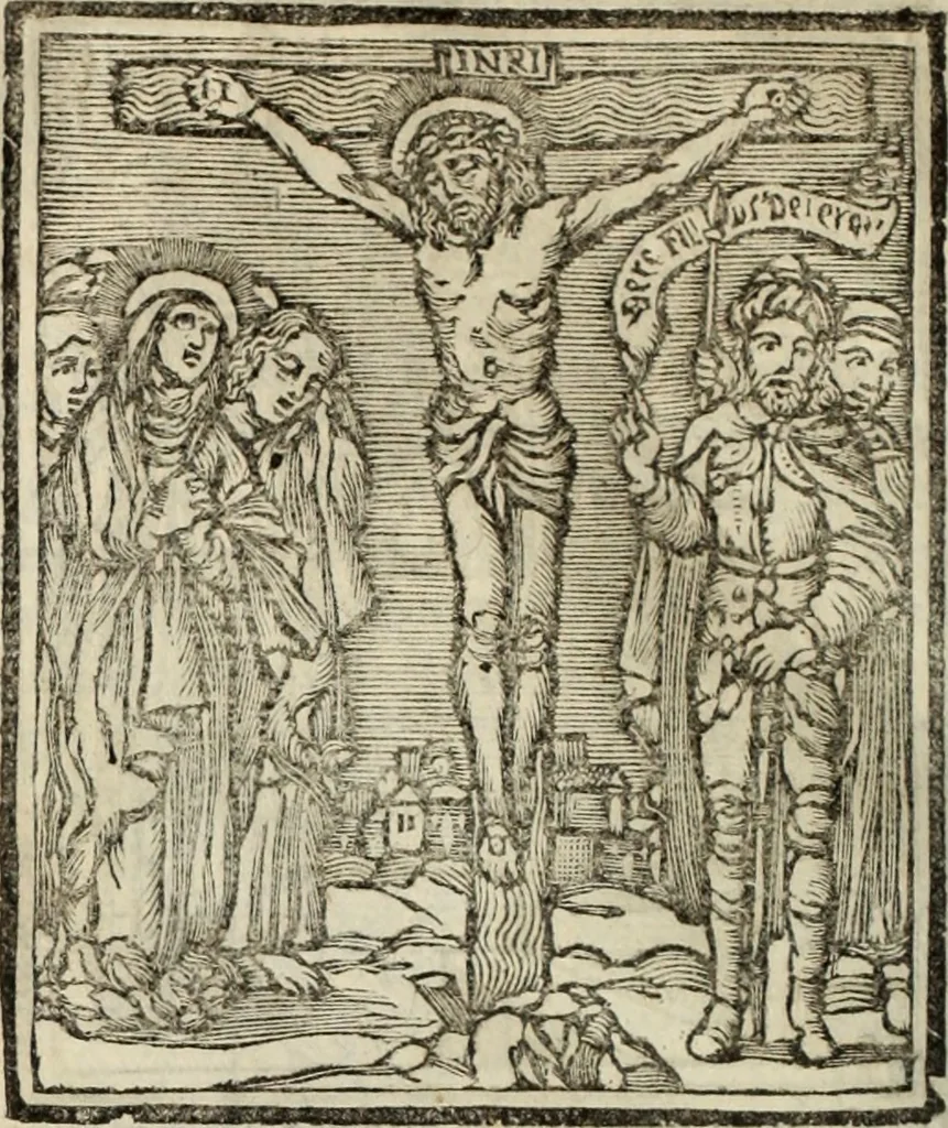 An illustration from Flos sanctorum : historia das vidas de Christo S.N. e de sua Santissima MÃ£y, vidas dos santos e suas festas repartidas pellos doze mezes : com sermoáº½s, & praticas que servem para muytas festas do anno, 1681, leaf 405