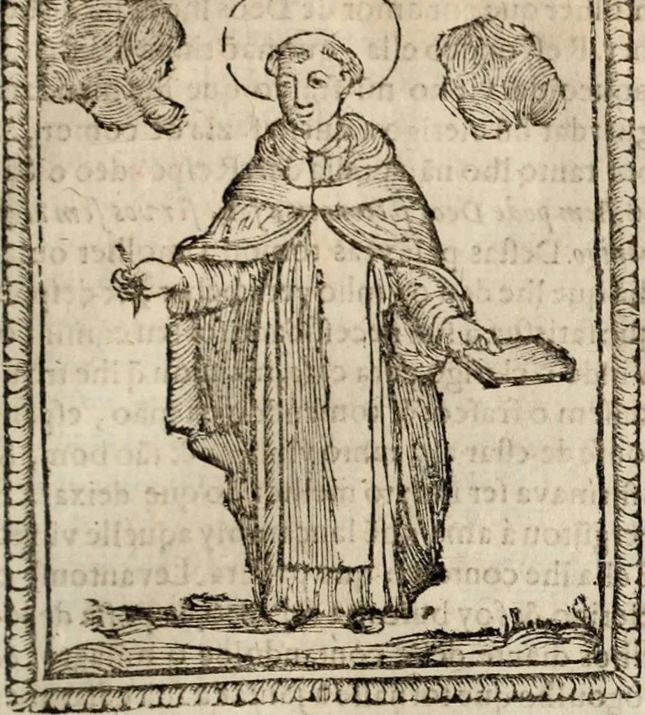 An illustration from Flos sanctorum : historia das vidas de Christo S.N. e de sua Santissima MÃ£y, vidas dos santos e suas festas repartidas pellos doze mezes : com sermoáº½s, & praticas que servem para muytas festas do anno, 1681, leaf 420