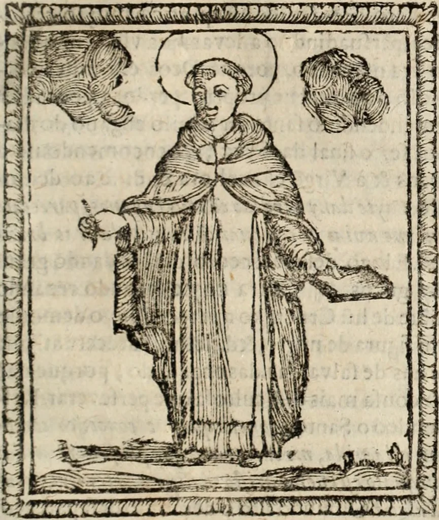 An illustration from Flos sanctorum : historia das vidas de Christo S.N. e de sua Santissima MÃ£y, vidas dos santos e suas festas repartidas pellos doze mezes : com sermoáº½s, & praticas que servem para muytas festas do anno, 1681, leaf 432