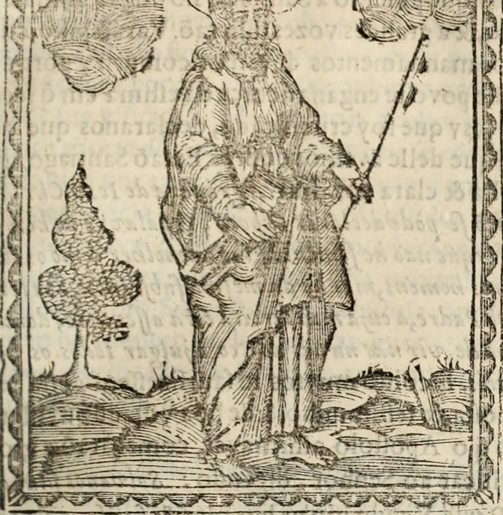 An illustration from Flos sanctorum : historia das vidas de Christo S.N. e de sua Santissima MÃ£y, vidas dos santos e suas festas repartidas pellos doze mezes : com sermoáº½s, & praticas que servem para muytas festas do anno, 1681, leaf 468
