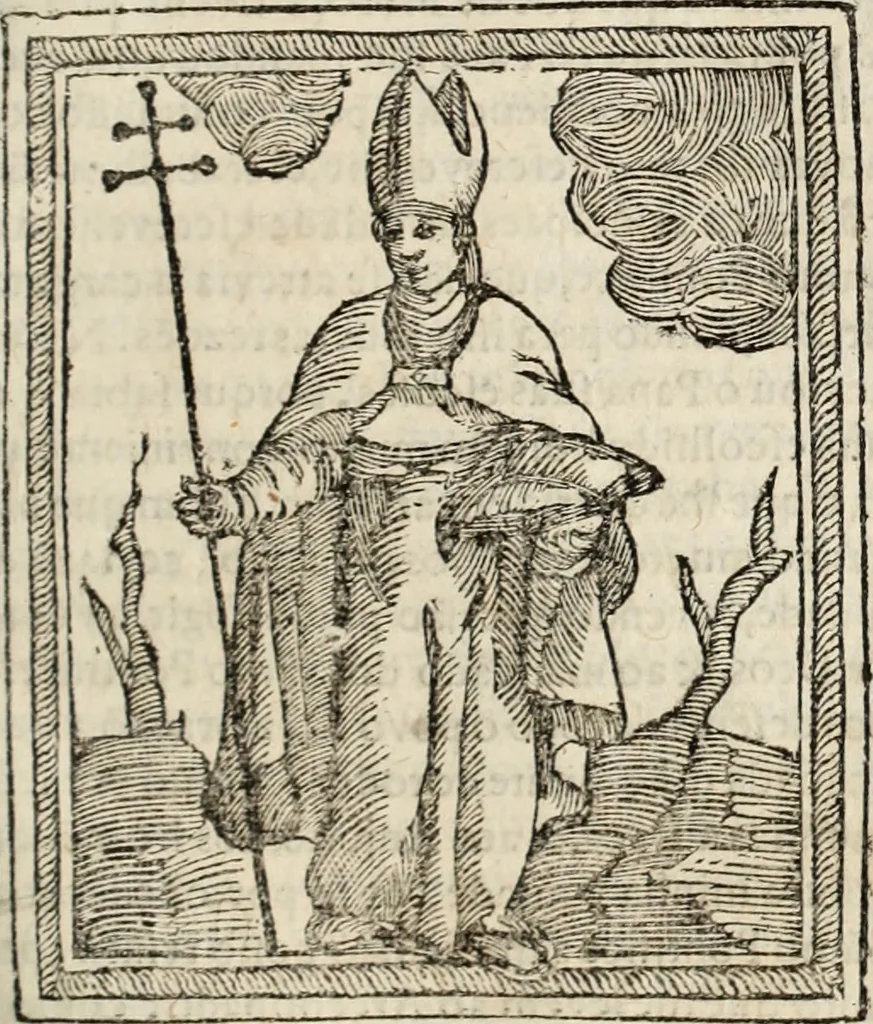 An illustration from Flos sanctorum : historia das vidas de Christo S.N. e de sua Santissima MÃ£y, vidas dos santos e suas festas repartidas pellos doze mezes : com sermoáº½s, & praticas que servem para muytas festas do anno, 1681, leaf 478