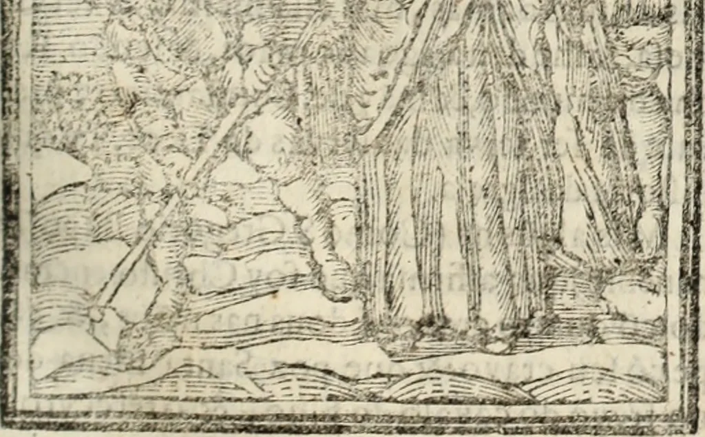 An illustration from Flos sanctorum : historia das vidas de Christo S.N. e de sua Santissima MÃ£y, vidas dos santos e suas festas repartidas pellos doze mezes : com sermoáº½s, & praticas que servem para muytas festas do anno, 1681, leaf 482