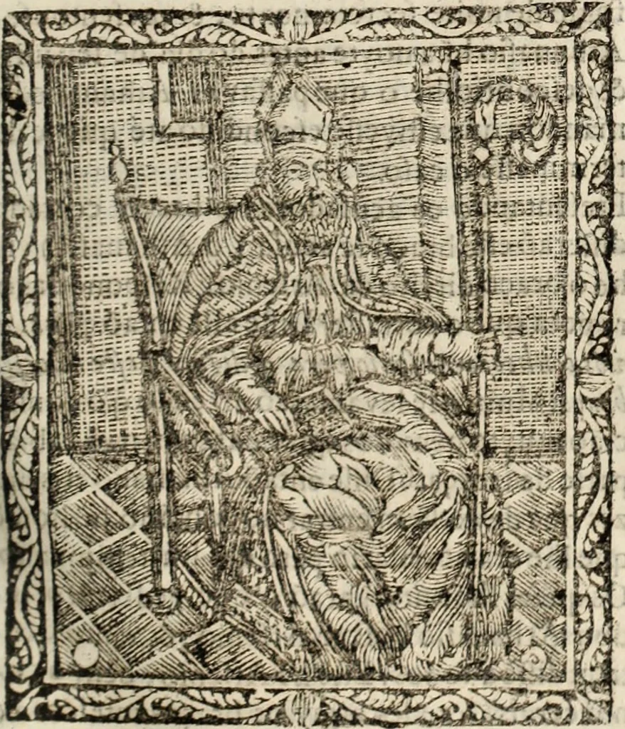 An illustration from Flos sanctorum : historia das vidas de Christo S.N. e de sua Santissima MÃ£y, vidas dos santos e suas festas repartidas pellos doze mezes : com sermoáº½s, & praticas que servem para muytas festas do anno, 1681, leaf 492