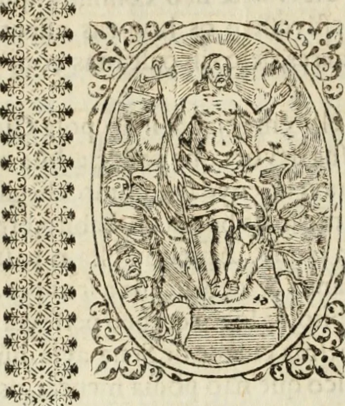 An illustration from Flos sanctorum : historia das vidas de Christo S.N. e de sua Santissima MÃ£y, vidas dos santos e suas festas repartidas pellos doze mezes : com sermoáº½s, & praticas que servem para muytas festas do anno, 1681, leaf 513
