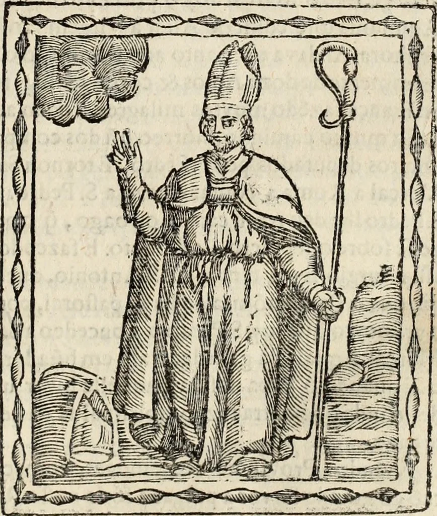 An illustration from Flos sanctorum : historia das vidas de Christo S.N. e de sua Santissima MÃ£y, vidas dos santos e suas festas repartidas pellos doze mezes : com sermoáº½s, & praticas que servem para muytas festas do anno, 1681, leaf 550
