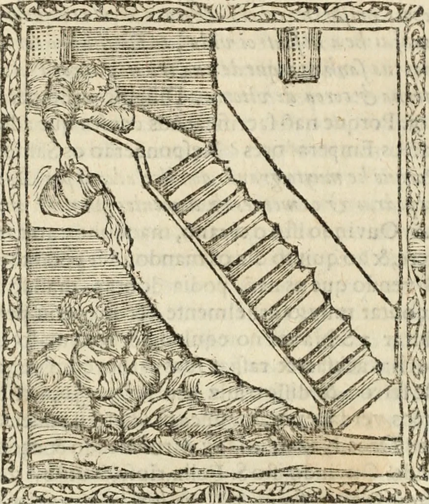 An illustration from Flos sanctorum : historia das vidas de Christo S.N. e de sua Santissima MÃ£y, vidas dos santos e suas festas repartidas pellos doze mezes : com sermoáº½s, & praticas que servem para muytas festas do anno, 1681, leaf 589