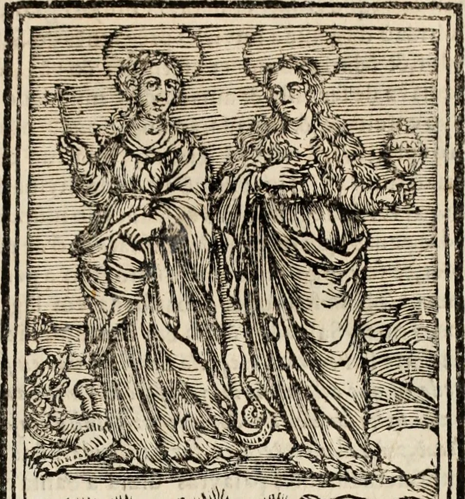 An illustration from Flos sanctorum : historia das vidas de Christo S.N. e de sua Santissima MÃ£y, vidas dos santos e suas festas repartidas pellos doze mezes : com sermoáº½s, & praticas que servem para muytas festas do anno, 1681, leaf 600