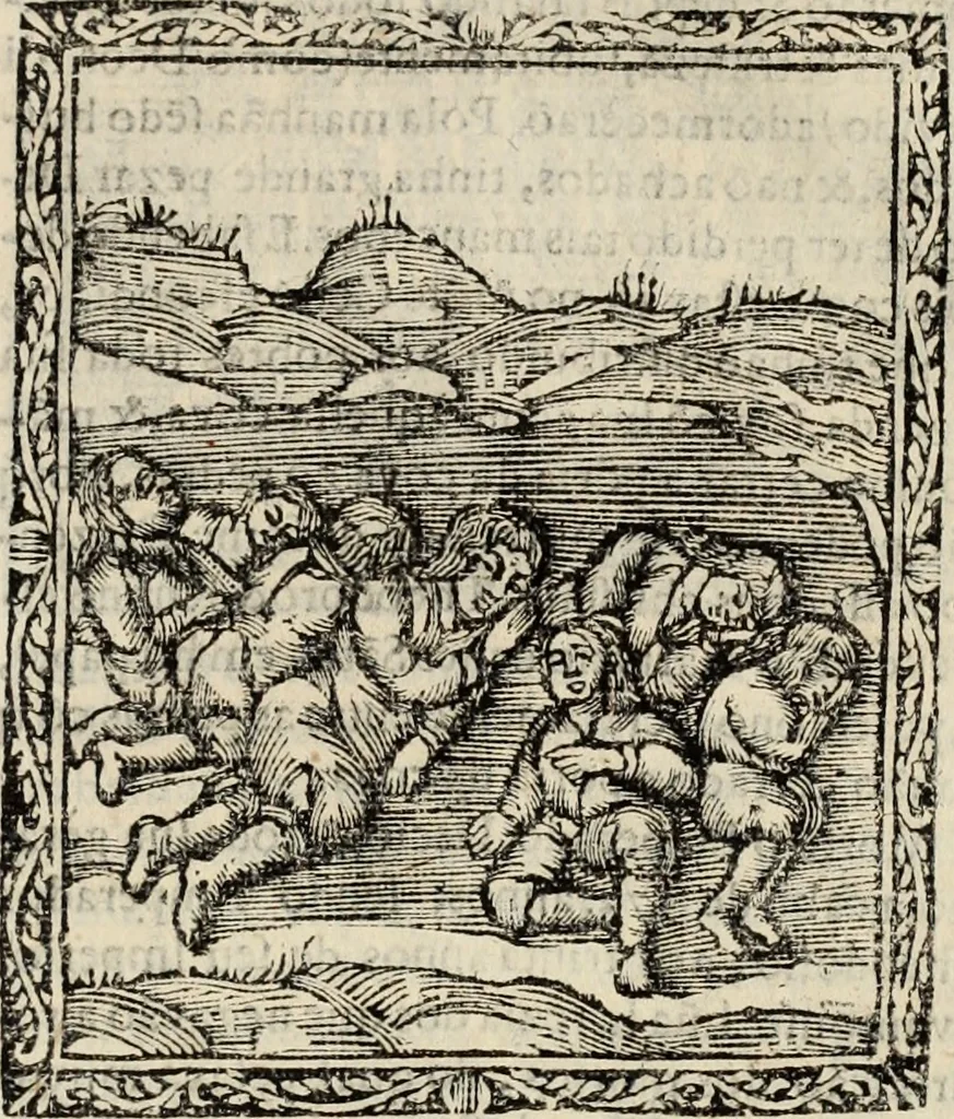 An illustration from Flos sanctorum : historia das vidas de Christo S.N. e de sua Santissima MÃ£y, vidas dos santos e suas festas repartidas pellos doze mezes : com sermoáº½s, & praticas que servem para muytas festas do anno, 1681, leaf 618