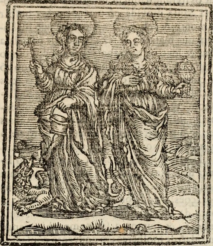 An illustration from Flos sanctorum : historia das vidas de Christo S.N. e de sua Santissima MÃ£y, vidas dos santos e suas festas repartidas pellos doze mezes : com sermoáº½s, & praticas que servem para muytas festas do anno, 1681, leaf 620