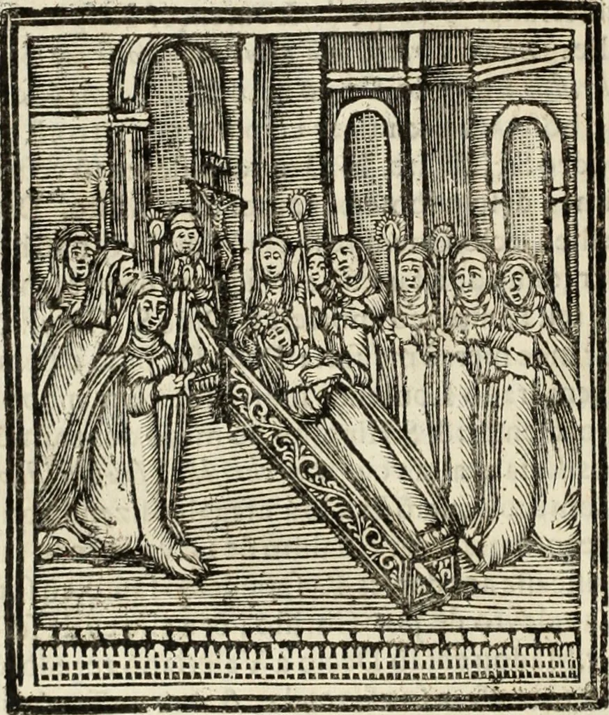 An illustration from Flos sanctorum : historia das vidas de Christo S.N. e de sua Santissima MÃ£y, vidas dos santos e suas festas repartidas pellos doze mezes : com sermoáº½s, & praticas que servem para muytas festas do anno, 1681, leaf 667