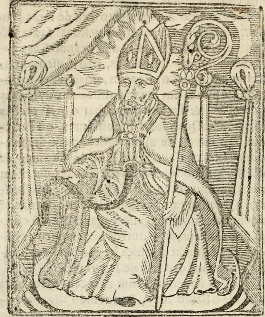 An illustration from Flos sanctorum : historia das vidas de Christo S.N. e de sua Santissima MÃ£y, vidas dos santos e suas festas repartidas pellos doze mezes : com sermoáº½s, & praticas que servem para muytas festas do anno, 1681, leaf 693
