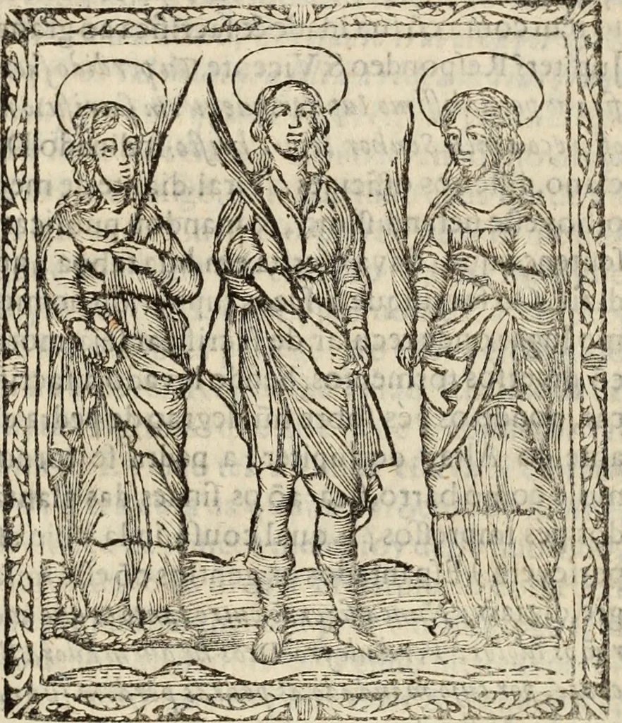 An illustration from Flos sanctorum : historia das vidas de Christo S.N. e de sua Santissima MÃ£y, vidas dos santos e suas festas repartidas pellos doze mezes : com sermoáº½s, & praticas que servem para muytas festas do anno, 1681, leaf 792