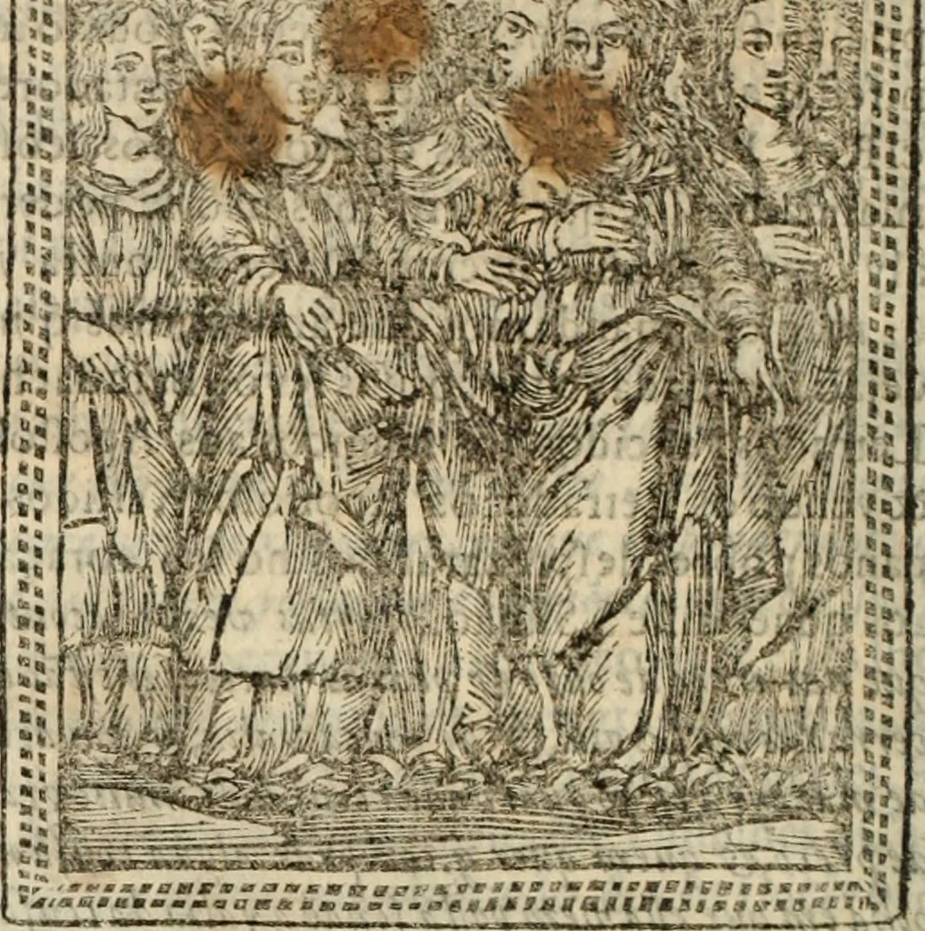 An illustration from Flos sanctorum : historia das vidas de Christo S.N. e de sua Santissima MÃ£y, vidas dos santos e suas festas repartidas pellos doze mezes : com sermoáº½s, & praticas que servem para muytas festas do anno, 1681, leaf 799