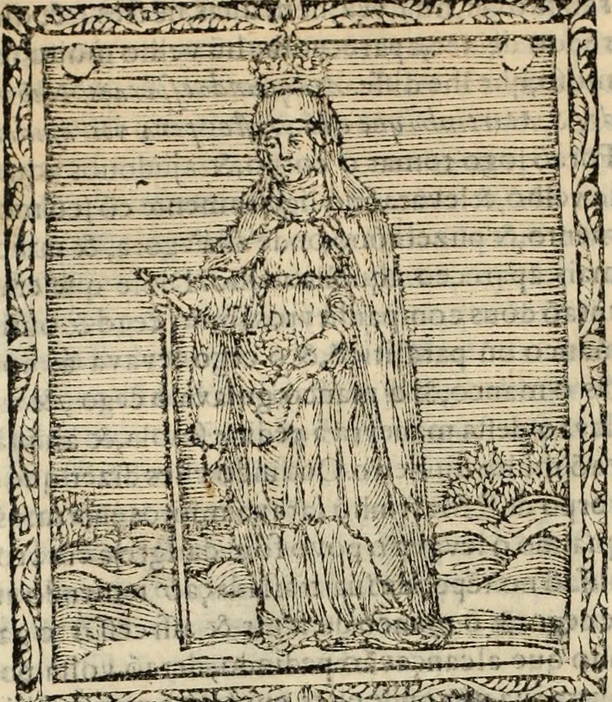 An illustration from Flos sanctorum : historia das vidas de Christo S.N. e de sua Santissima MÃ£y, vidas dos santos e suas festas repartidas pellos doze mezes : com sermoáº½s, & praticas que servem para muytas festas do anno, 1681, leaf 817