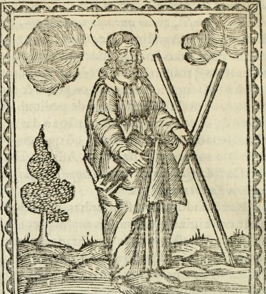 An illustration from Flos sanctorum : historia das vidas de Christo S.N. e de sua Santissima MÃ£y, vidas dos santos e suas festas repartidas pellos doze mezes : com sermoáº½s, & praticas que servem para muytas festas do anno, 1681, leaf 85
