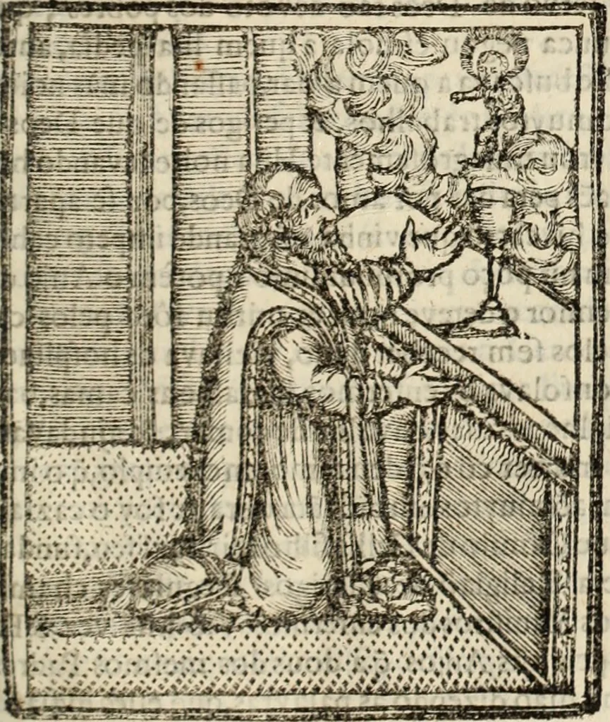 An illustration from Flos sanctorum : historia das vidas de Christo S.N. e de sua Santissima MÃ£y, vidas dos santos e suas festas repartidas pellos doze mezes : com sermoáº½s, & praticas que servem para muytas festas do anno, 1681, leaf 854