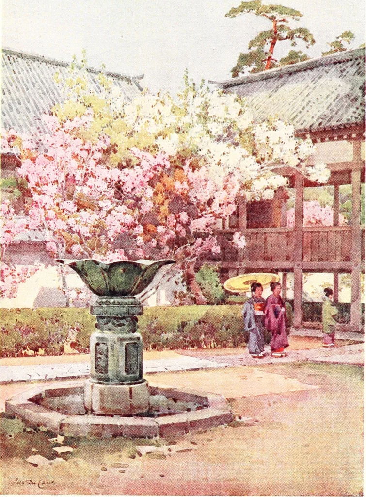 An illustration from The flowers and gardens of Japan, 1908, leaf 145