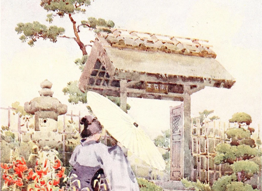 An illustration from The flowers and gardens of Japan, 1908, leaf 65