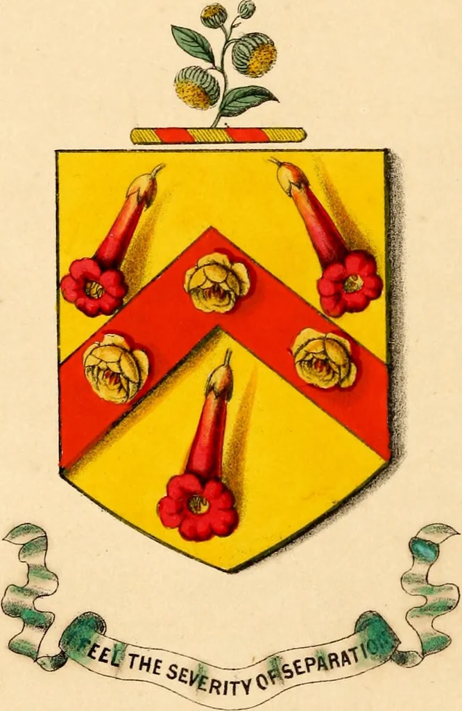 An illustration from Flowers and heraldry; or, Floral emblems and heraldic figures, combined to express pure sentiments, kind feelings, and excellent principles .., 1851, leaf 141