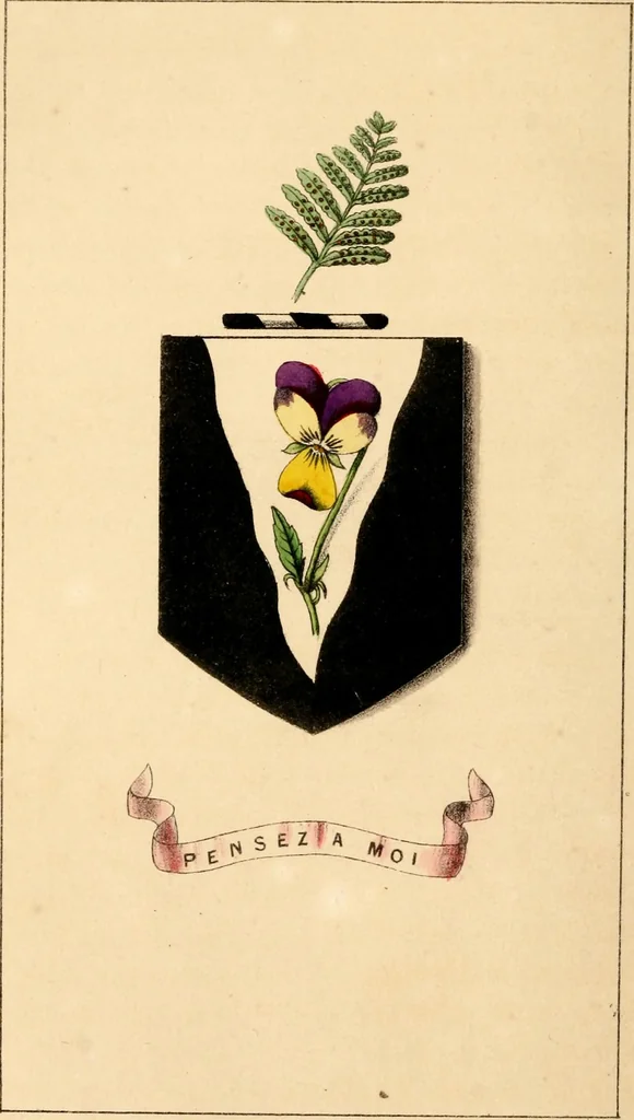 An illustration from Flowers and heraldry; or, Floral emblems and heraldic figures, combined to express pure sentiments, kind feelings, and excellent principles .., 1851, leaf 193
