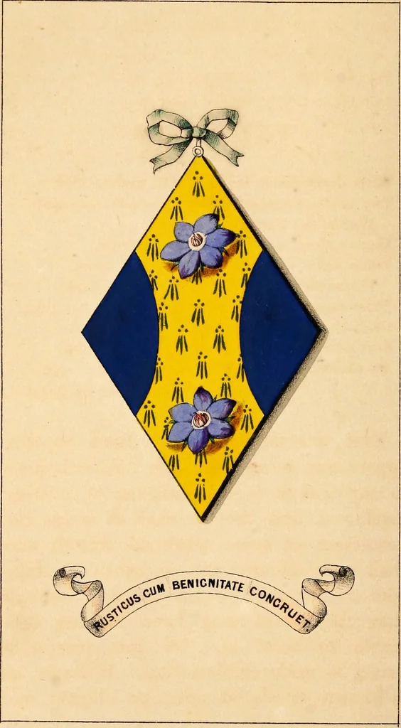 An illustration from Flowers and heraldry; or, Floral emblems and heraldic figures, combined to express pure sentiments, kind feelings, and excellent principles .., 1851, leaf 209
