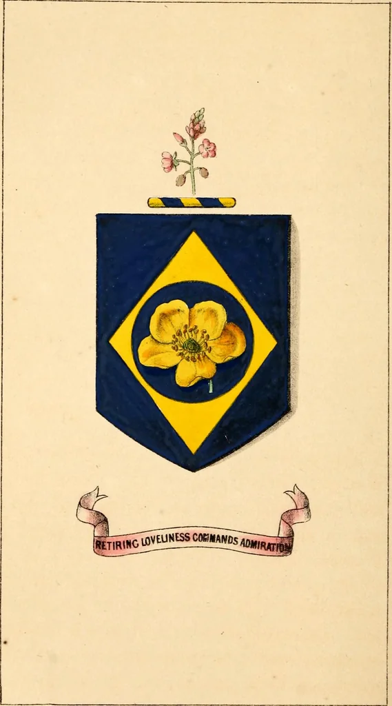 An illustration from Flowers and heraldry; or, Floral emblems and heraldic figures, combined to express pure sentiments, kind feelings, and excellent principles .., 1851, leaf 247