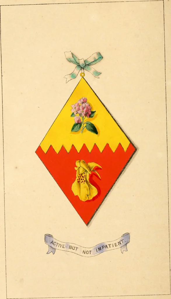 An illustration from Flowers and heraldry; or, Floral emblems and heraldic figures, combined to express pure sentiments, kind feelings, and excellent principles .., 1851, leaf 275