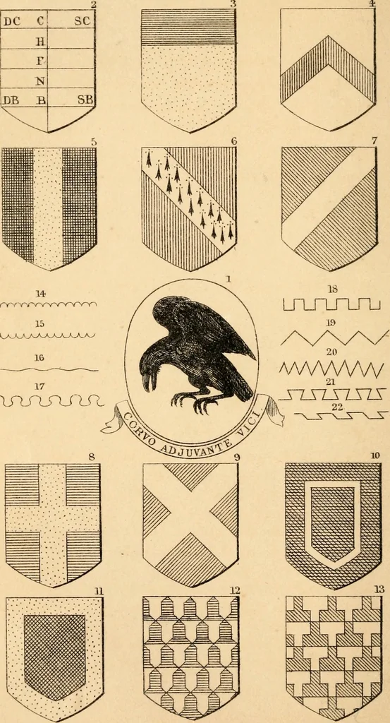 An illustration from Flowers and heraldry; or, Floral emblems and heraldic figures, combined to express pure sentiments, kind feelings, and excellent principles .., 1851, leaf 65