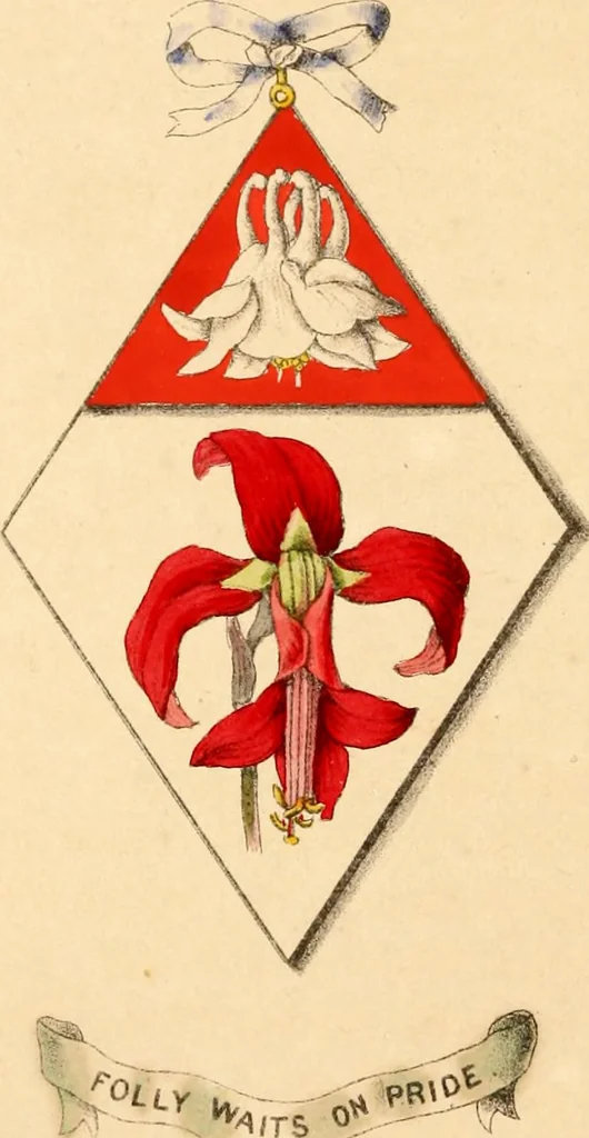 An illustration from Flowers and heraldry; or, Floral emblems and heraldic figures, combined to express pure sentiments, kind feelings, and excellent principles .., 1851, leaf 81
