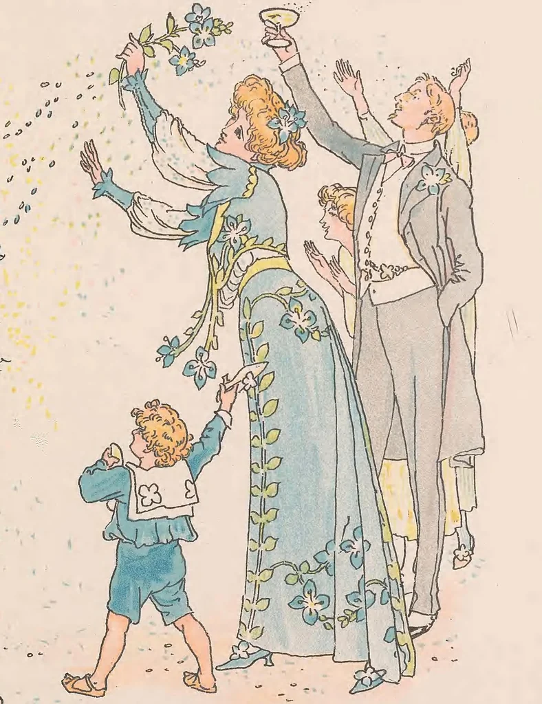 An illustration from A flower wedding : described by two wallflowers, 1905, leaf 39