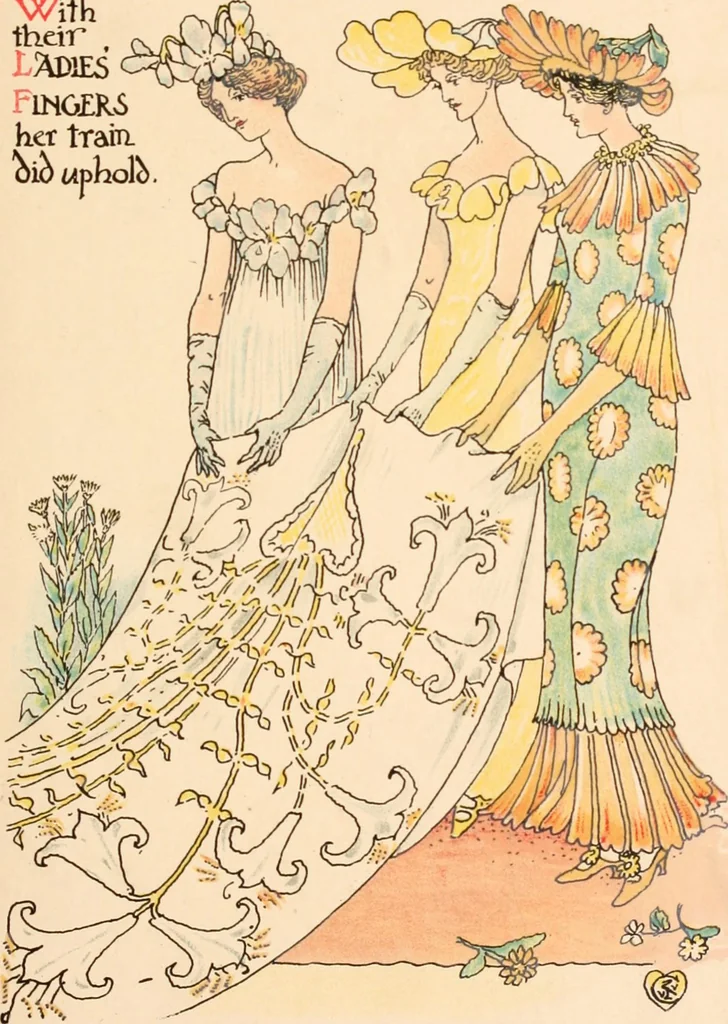 An illustration from A flower wedding : described by two wallflowers, 1905, leaf 14