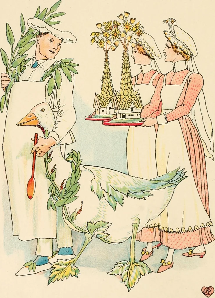 An illustration from A flower wedding : described by two wallflowers, 1905, leaf 45