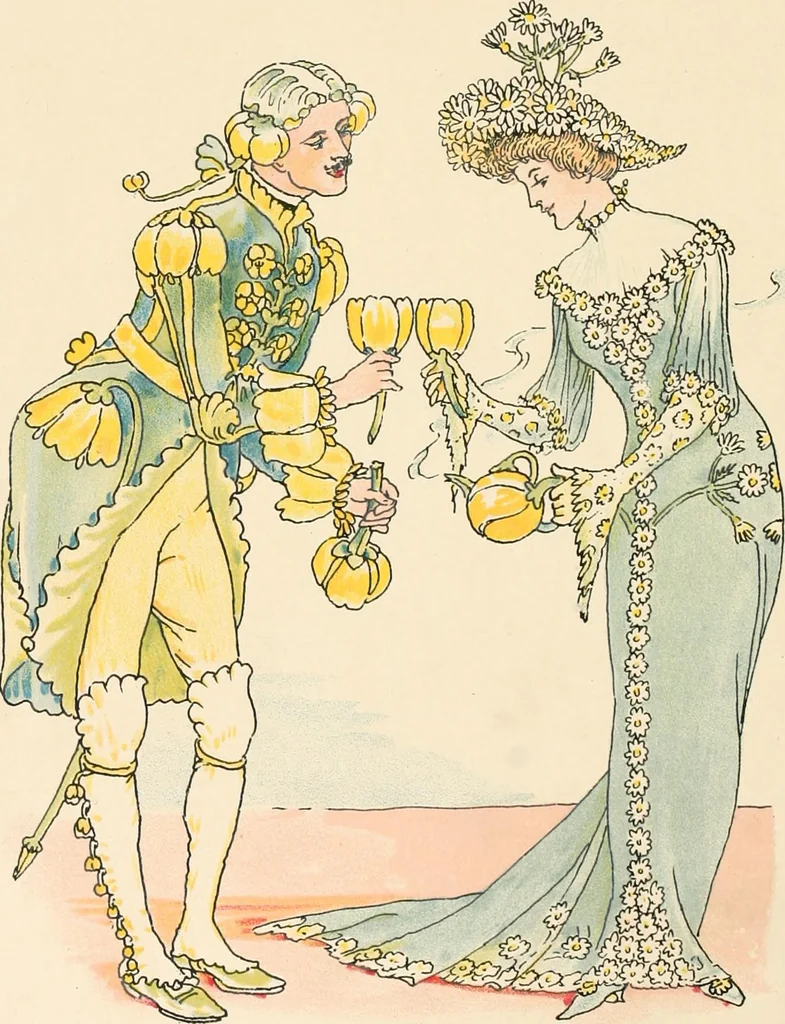 An illustration from A flower wedding : described by two wallflowers, 1905, leaf 49