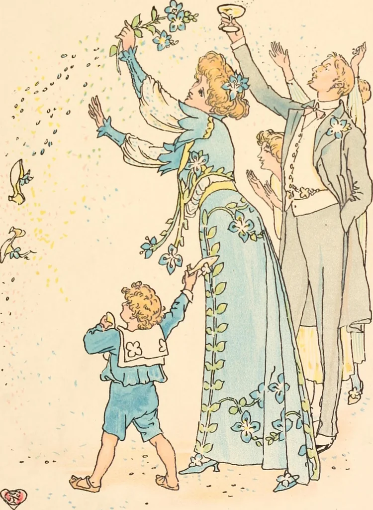 An illustration from A flower wedding : described by two wallflowers, 1905, leaf 70