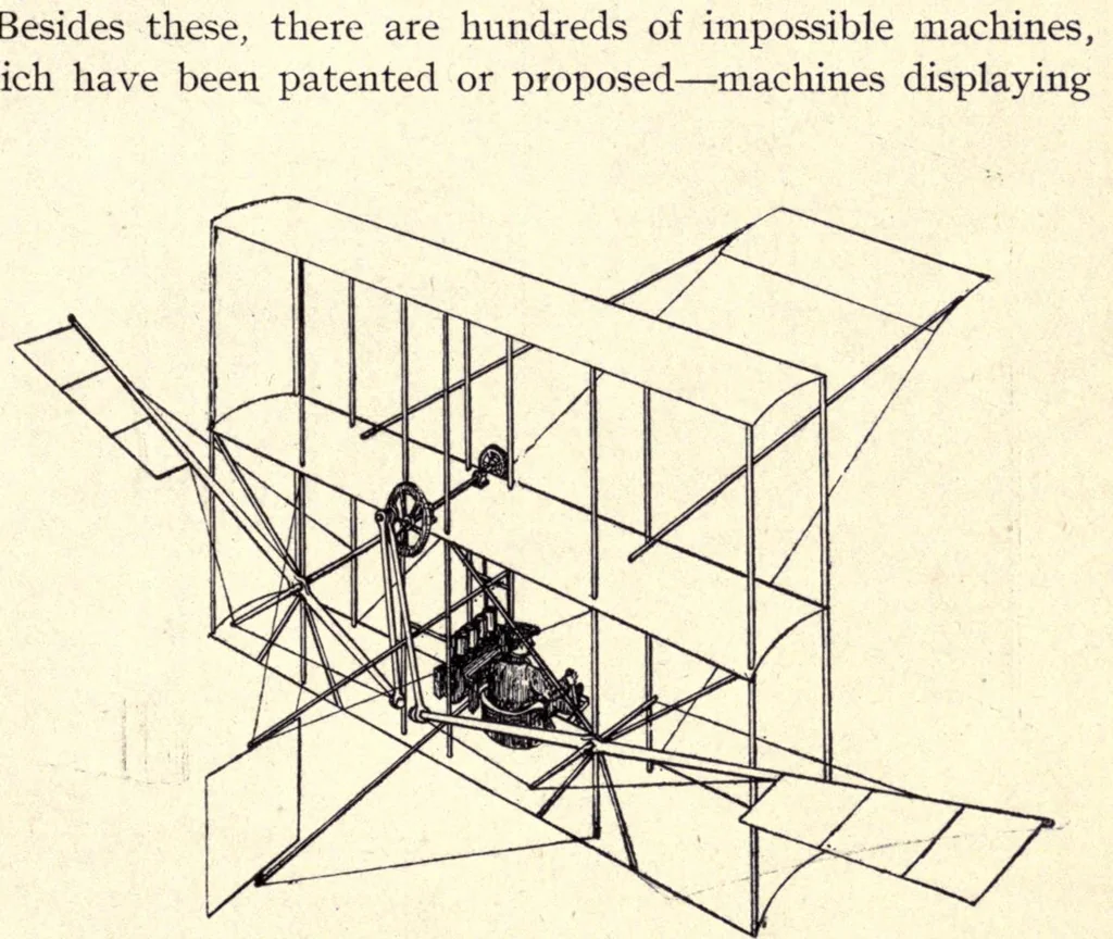An illustration from Flying machines: practice and design. Their principles, construction and working, 1909, leaf 97