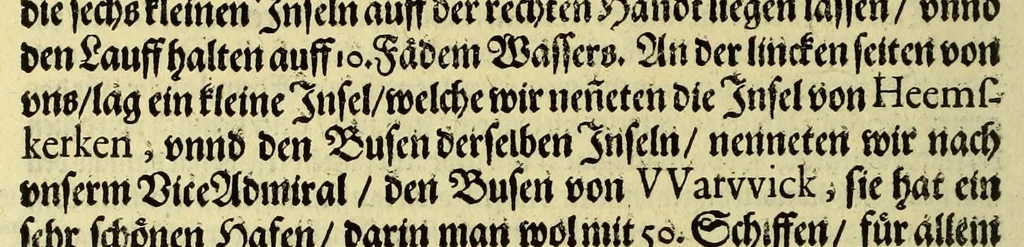 An illustration from Fünfter Theil der Orientalischen Indien, eygentlicher Bericht vnd warhafftige Beschreibung der gantzen volkommenen Reyse oder Schiffart, so die Holländer mit acht Schiffen in die Orientalische Indien, sonderlich aber in die Javanische vnd Molukische Inseln, als Bantam, Banda, vnd Ternate, &c. gethan haben, welche von Amsterdam abgefahren im Jahr 1598. vnd zum Theil Anno 1599. zum Theil aber in Jüngst abgelauffenen 1600. Jahr, : mit grossen Reichthumb von Pfeffer Muscaten, Regelein, vnd anderer köstlichen Würtz, wider anheym gelanget, darinn fleissig beschrieben vnd angezeigt, was ihnen auff der gantzen Reyse Denckwürdiges begegnet vnd zuhanden gangen., 1601, leaf 20