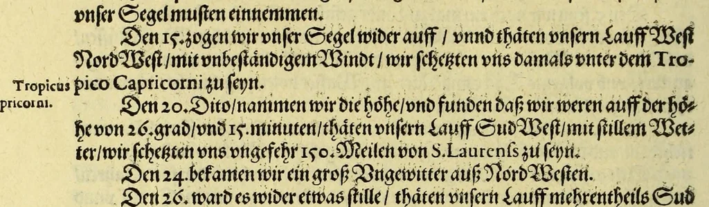An illustration from Fünfter Theil der Orientalischen Indien, eygentlicher Bericht vnd warhafftige Beschreibung der gantzen volkommenen Reyse oder Schiffart, so die Holländer mit acht Schiffen in die Orientalische Indien, sonderlich aber in die Javanische vnd Molukische Inseln, als Bantam, Banda, vnd Ternate, &c. gethan haben, welche von Amsterdam abgefahren im Jahr 1598. vnd zum Theil Anno 1599. zum Theil aber in Jüngst abgelauffenen 1600. Jahr, : mit grossen Reichthumb von Pfeffer Muscaten, Regelein, vnd anderer köstlichen Würtz, wider anheym gelanget, darinn fleissig beschrieben vnd angezeigt, was ihnen auff der gantzen Reyse Denckwürdiges begegnet vnd zuhanden gangen., 1601, leaf 56