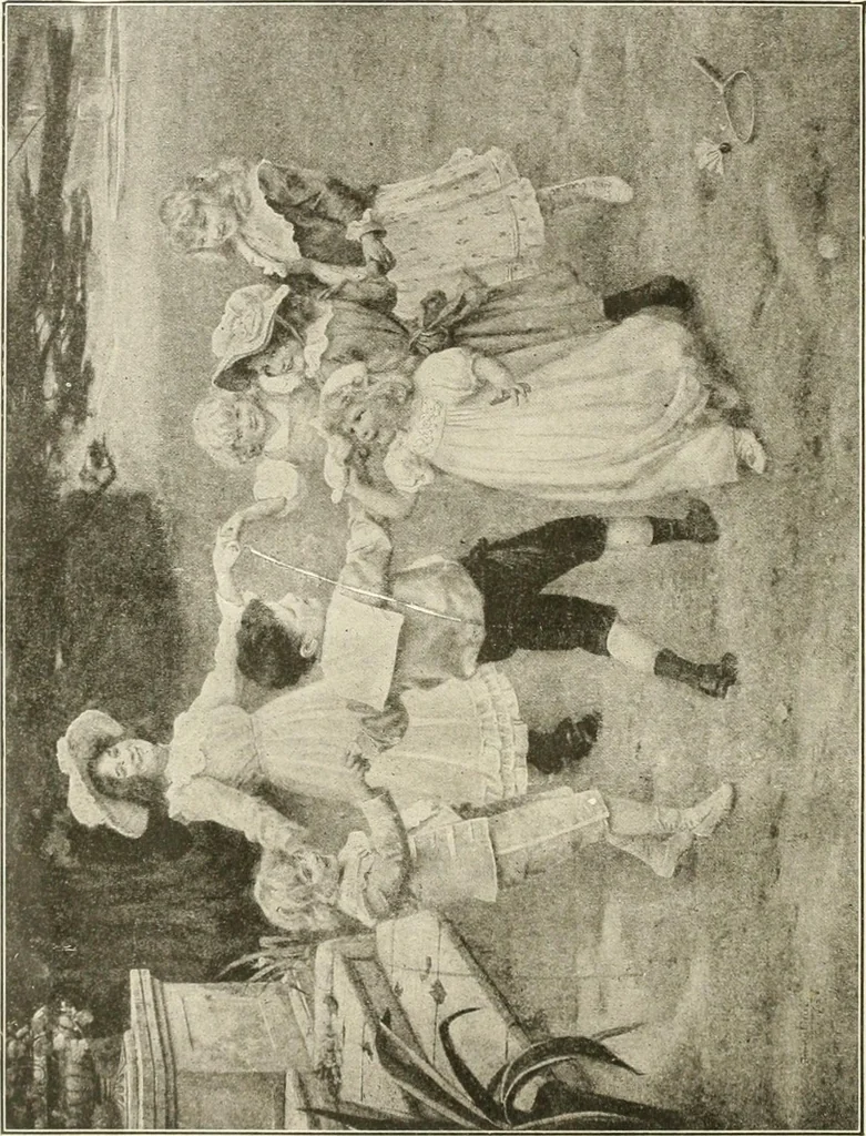 An illustration from Folk dances and games, 1908, leaf 5