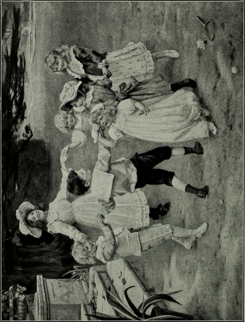 An illustration from Folk dances and games, 1909, leaf 7