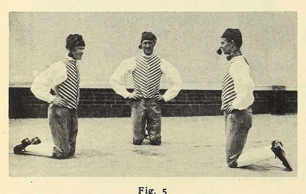 An illustration from Folk-dances and singing games: twentysix folk-dances of Norway, Sweden, Denmark, Russia, Bohemia, Hungary, Italy, England, Scotland and Ireland, with the music, full illustrations;, 1902, leaf 82