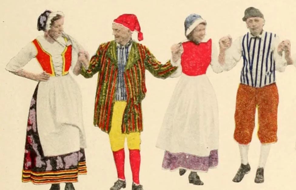 An illustration from Folk games of Denmark and Sweden for school, playground and social center, 1915, leaf 9